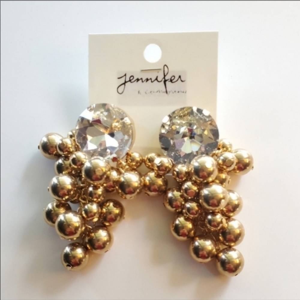 Vintage Style "Cluster Of Grapes" - Gold & Crystal Statement Stud Earrings - Picture 2 of 3
